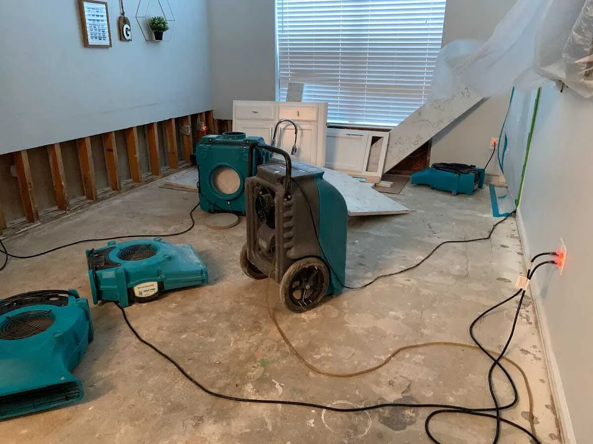 Dehumidifier in flood-cut room for Water Damage Restoration in Cohoes
